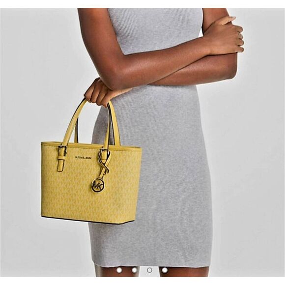 MICHAEL KORS OUTLET JET SET EXTRA SMALL LOGO ZIP TOP TOTE BAG - Picture 3 of 6